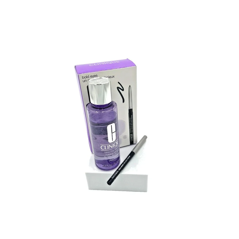 Clinique Kit Take the Day Off Makeup Remover‎ 4.2 OZ Bold Eyes Quickliner Black